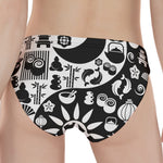 Black And White Japanese Yin Yang Print Women's Panties