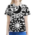 Black And White Japanese Yin Yang Print Women's Polo Shirt