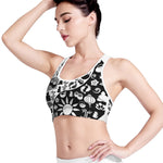 Black And White Japanese Yin Yang Print Women's Sports Bra