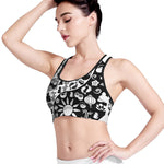 Black And White Japanese Yin Yang Print Women's Sports Bra