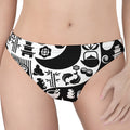Black And White Japanese Yin Yang Print Women's Thong
