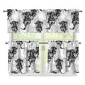 Black And White Jellyfish Pattern Print 3 Piece Kitchen Curtains