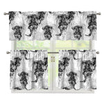 Black And White Jellyfish Pattern Print 3 Piece Kitchen Curtains