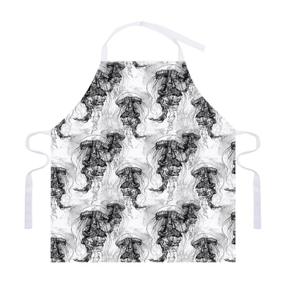 Black And White Jellyfish Pattern Print Adjustable Apron