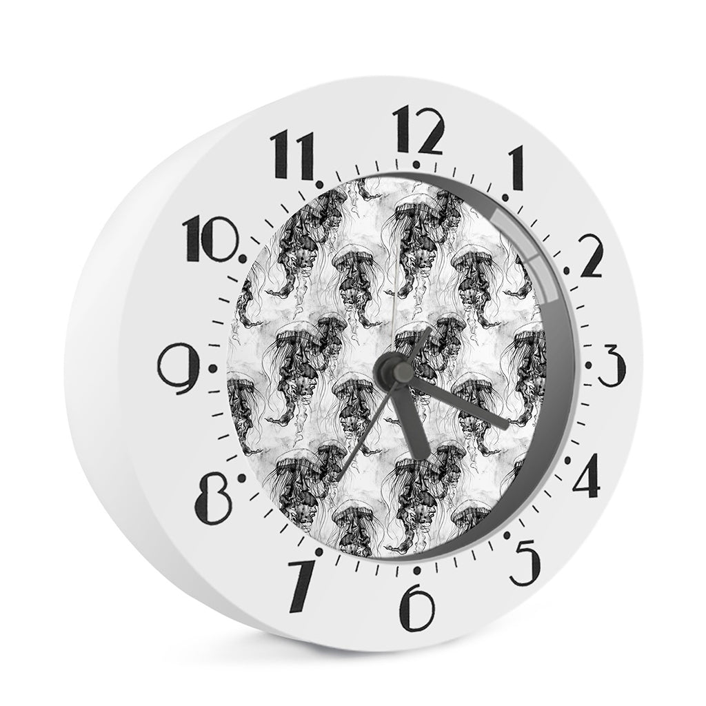 Black And White Jellyfish Pattern Print Alarm Clock