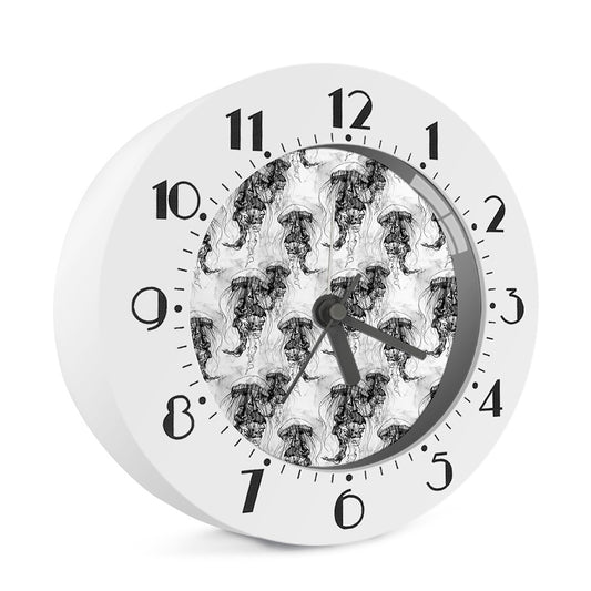 Black And White Jellyfish Pattern Print Alarm Clock