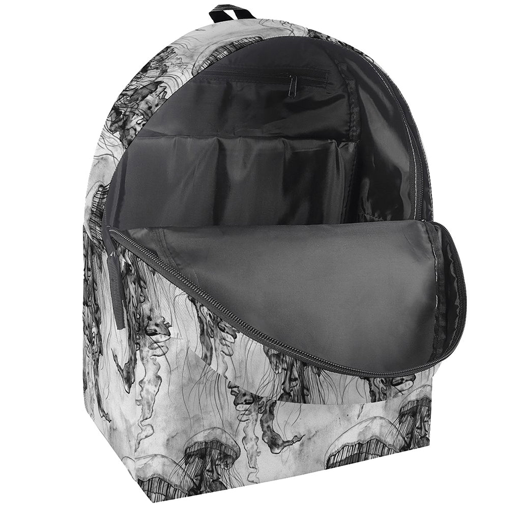 Black And White Jellyfish Pattern Print Backpack