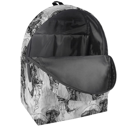 Black And White Jellyfish Pattern Print Backpack