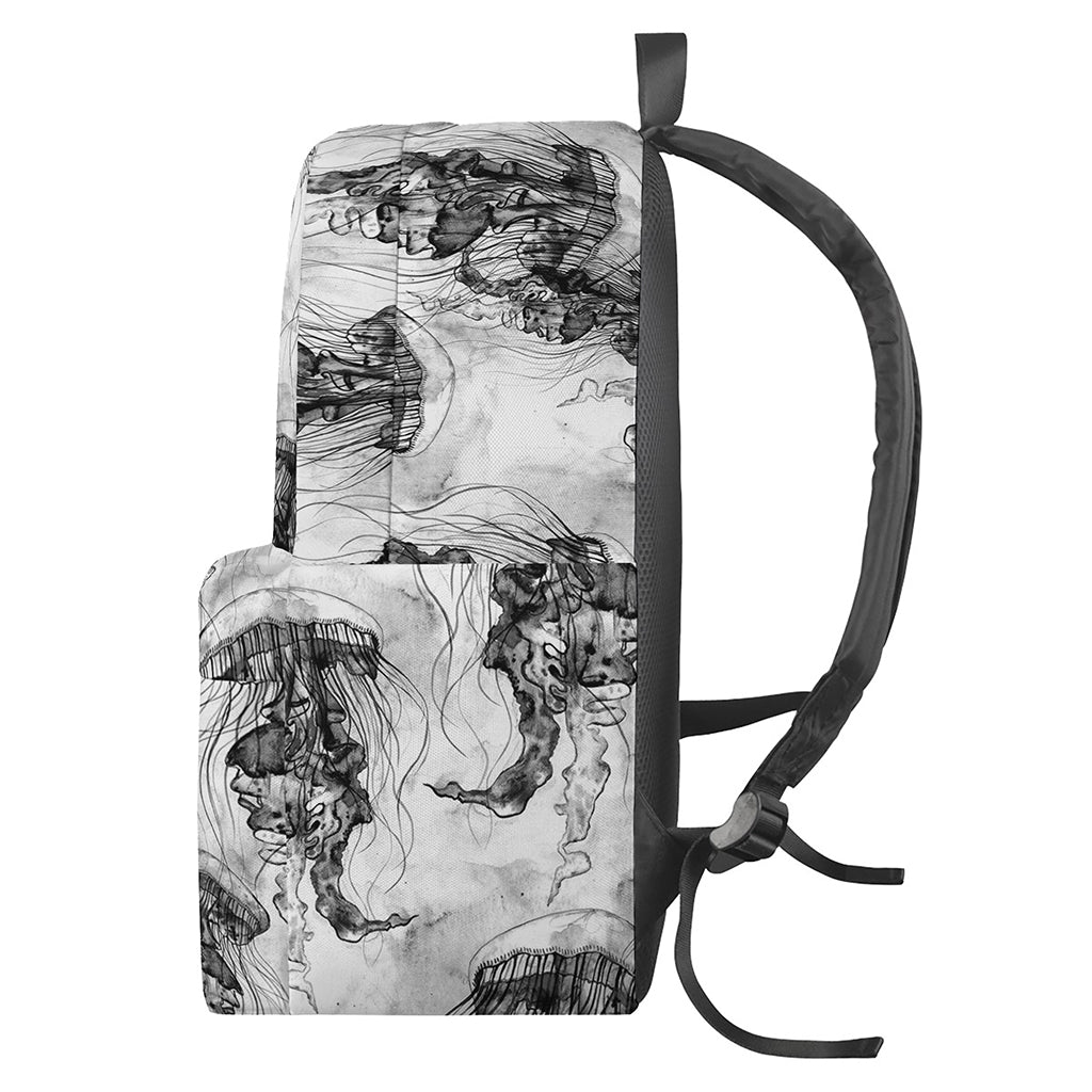 Black And White Jellyfish Pattern Print Backpack