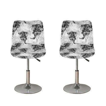 Black And White Jellyfish Pattern Print Bar Stool Covers