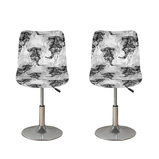 Black And White Jellyfish Pattern Print Bar Stool Covers