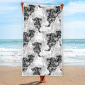 Black And White Jellyfish Pattern Print Beach Towel