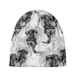 Black And White Jellyfish Pattern Print Beanie