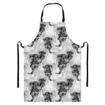 Black And White Jellyfish Pattern Print Bib Apron With Pocket