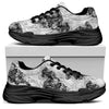 Black And White Jellyfish Pattern Print Black Chunky Shoes