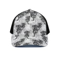 Black And White Jellyfish Pattern Print Black Mesh Trucker Hat