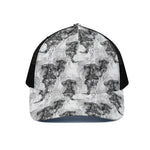 Black And White Jellyfish Pattern Print Black Mesh Trucker Cap