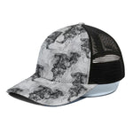 Black And White Jellyfish Pattern Print Black Mesh Trucker Cap