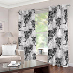 Black And White Jellyfish Pattern Print Blackout Grommet Curtains