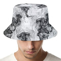 Black And White Jellyfish Pattern Print Bucket Hat