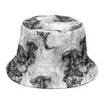 Black And White Jellyfish Pattern Print Bucket Hat
