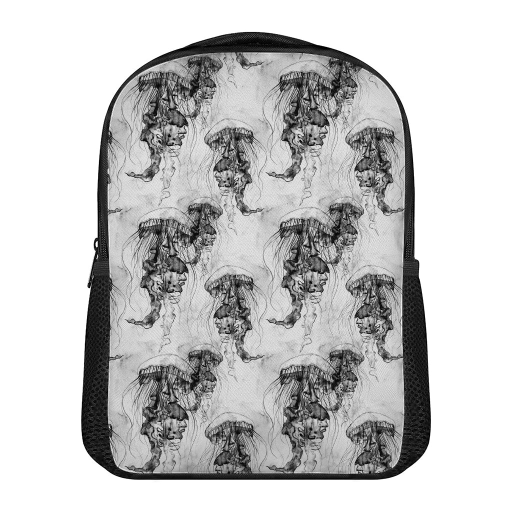 Black And White Jellyfish Pattern Print Casual Backpack
