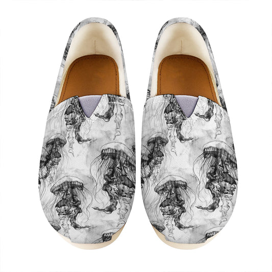 Black And White Jellyfish Pattern Print Casual Shoes