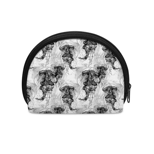 Black And White Jellyfish Pattern Print Coin Purse
