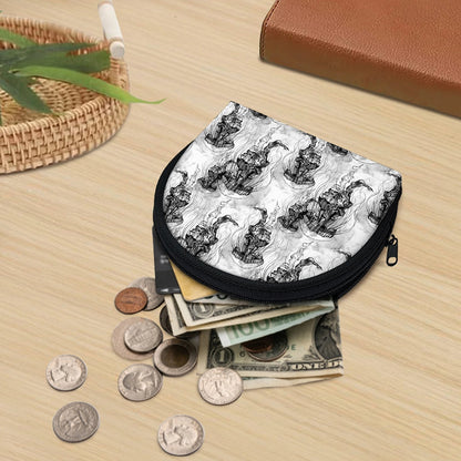 Black And White Jellyfish Pattern Print Coin Purse
