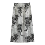 Black And White Jellyfish Pattern Print Cotton Front Slit Maxi Skirt