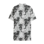 Black And White Jellyfish Pattern Print Cotton Hawaiian Shirt