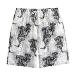 Black And White Jellyfish Pattern Print Cotton Shorts
