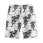 Black And White Jellyfish Pattern Print Cotton Shorts