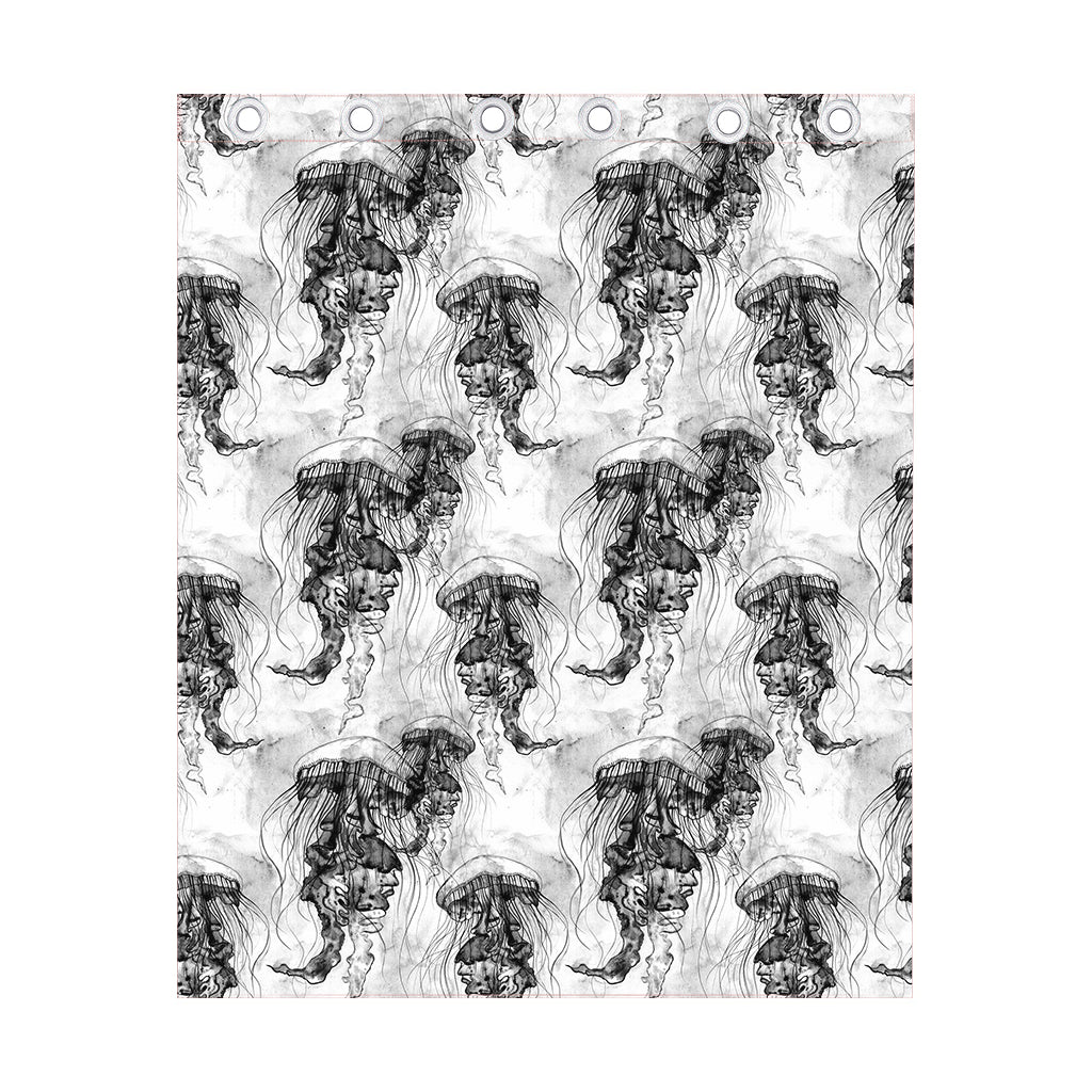 Black And White Jellyfish Pattern Print Curtain