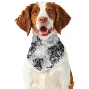 Black And White Jellyfish Pattern Print Dog Bandana