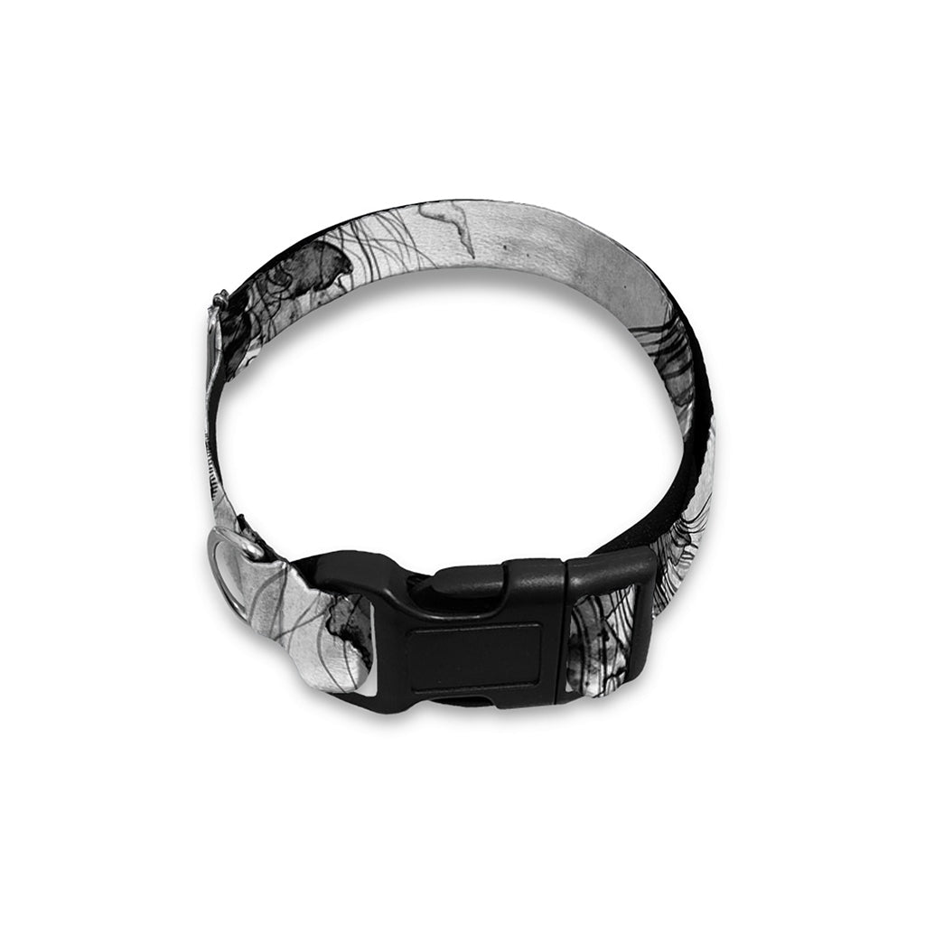 Black And White Jellyfish Pattern Print Dog Collar