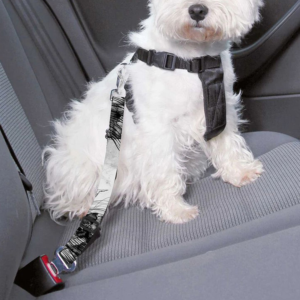 Black And White Jellyfish Pattern Print Dog Seat Belt