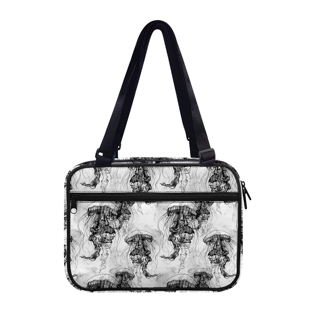 Black And White Jellyfish Pattern Print Double Strap Bible Bag