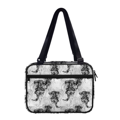 Black And White Jellyfish Pattern Print Double Strap Bible Bag