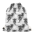 Black And White Jellyfish Pattern Print Drawstring Bag