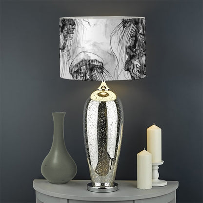 Black And White Jellyfish Pattern Print Drum Lamp Shade