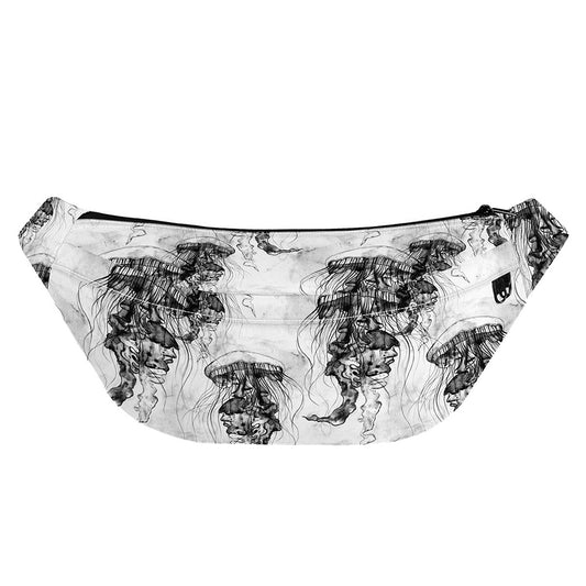 Black And White Jellyfish Pattern Print Fanny Pack