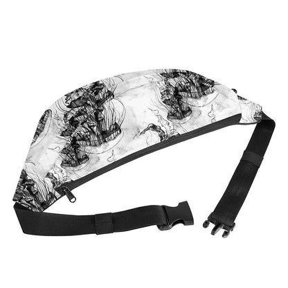 Black And White Jellyfish Pattern Print Fanny Pack