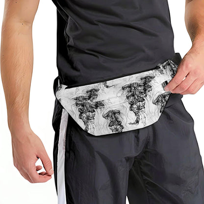Black And White Jellyfish Pattern Print Fanny Pack