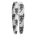Black And White Jellyfish Pattern Print Fleece Lined Knit Pants