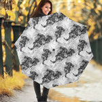 Black And White Jellyfish Pattern Print Foldable Umbrella