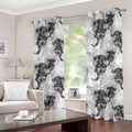 Black And White Jellyfish Pattern Print Grommet Curtains