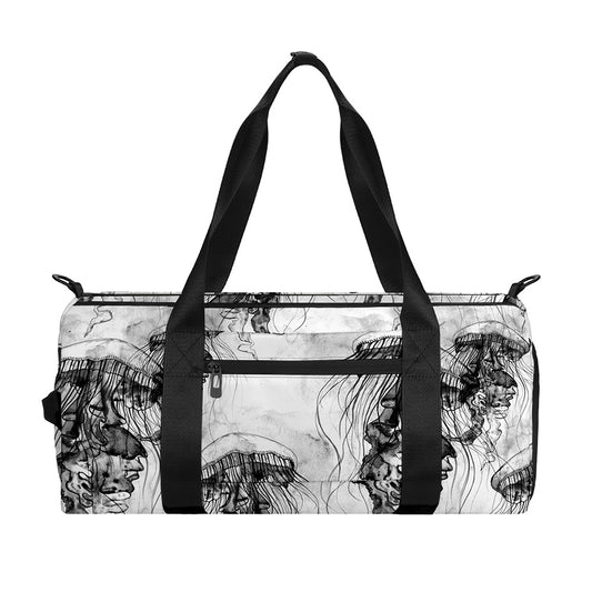 Black And White Jellyfish Pattern Print Gym Bag
