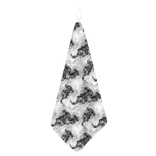 Black And White Jellyfish Pattern Print Hand Towel