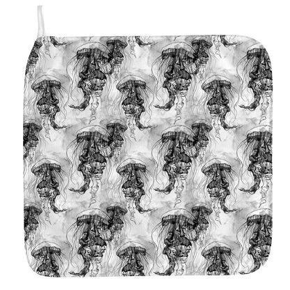 Black And White Jellyfish Pattern Print Hand Towel